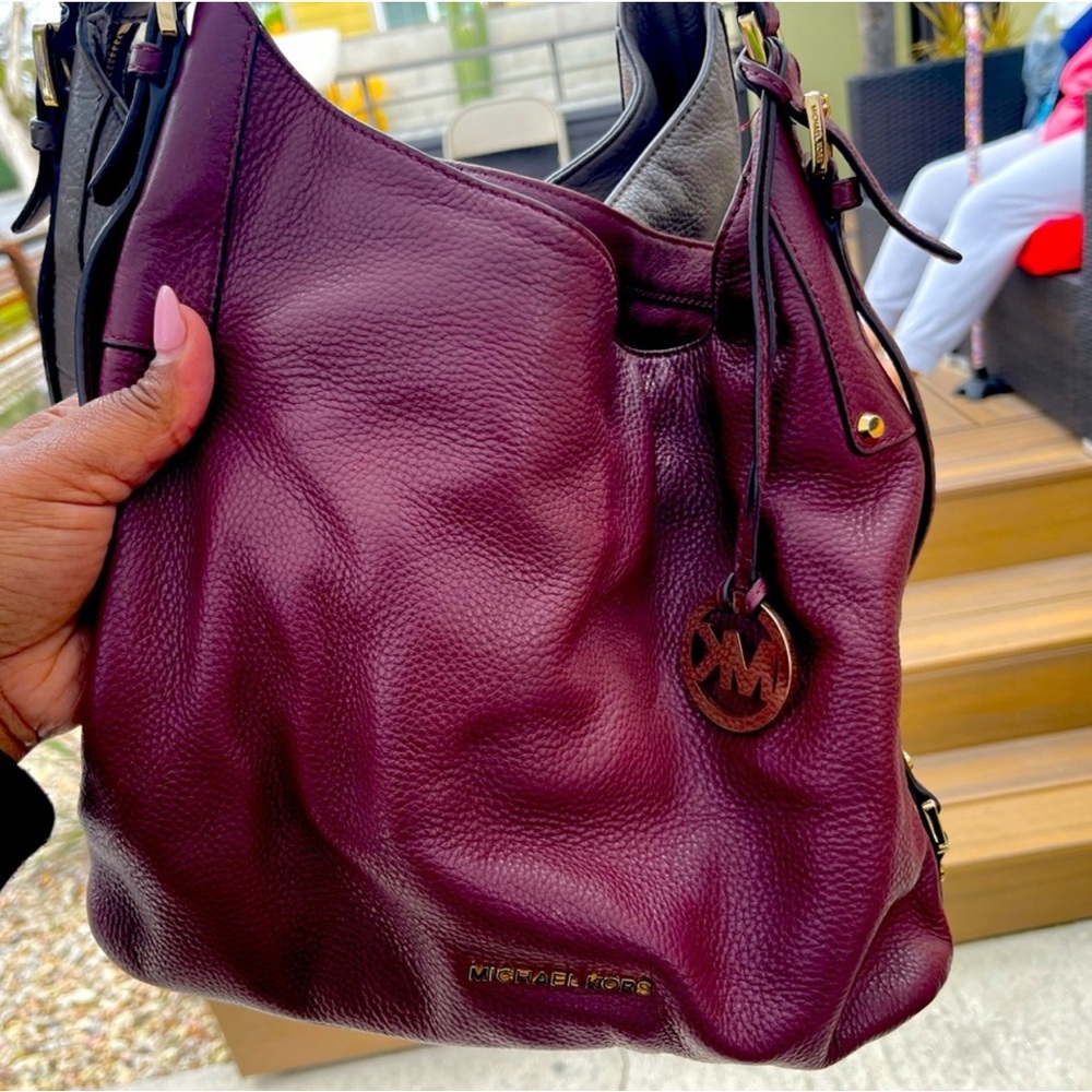Michael Kors Burgundy Leather Shoulder Bag - Picture 2 of 8